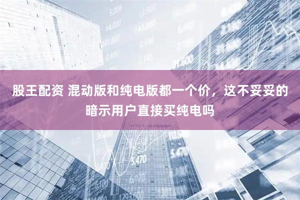 股王配资 混动版和纯电版都一个价，这不妥妥的暗示用户直接买纯电吗